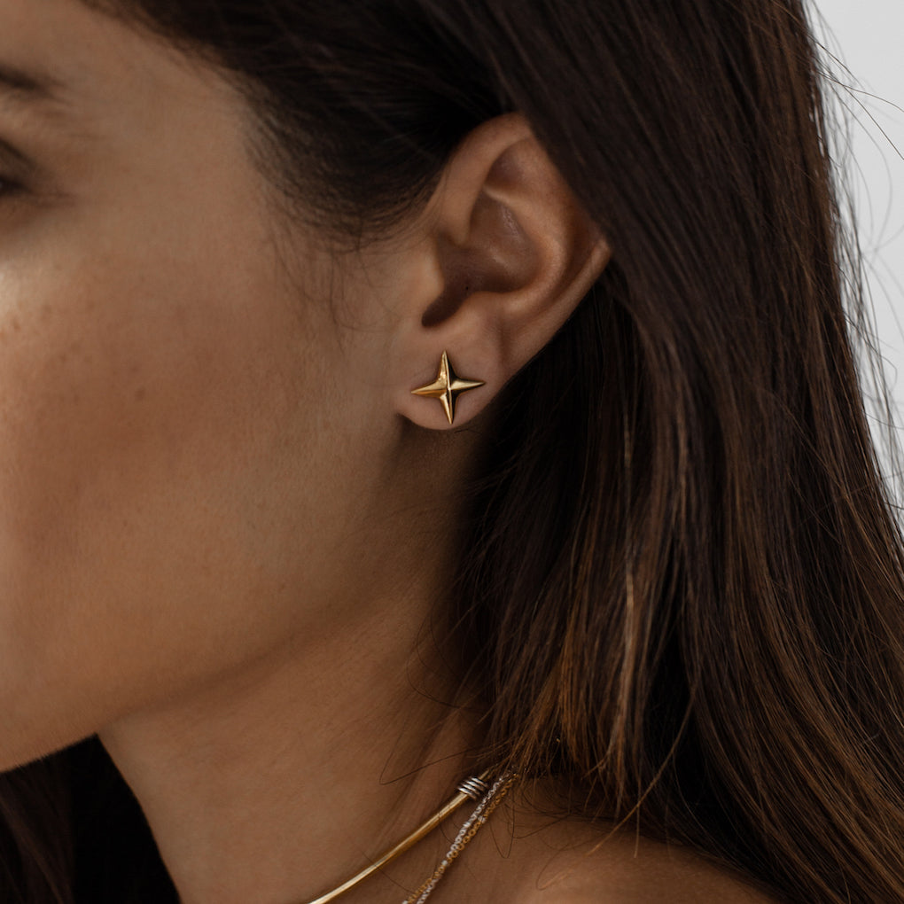 Iza-Jewelry-Indigo Studs | Gold