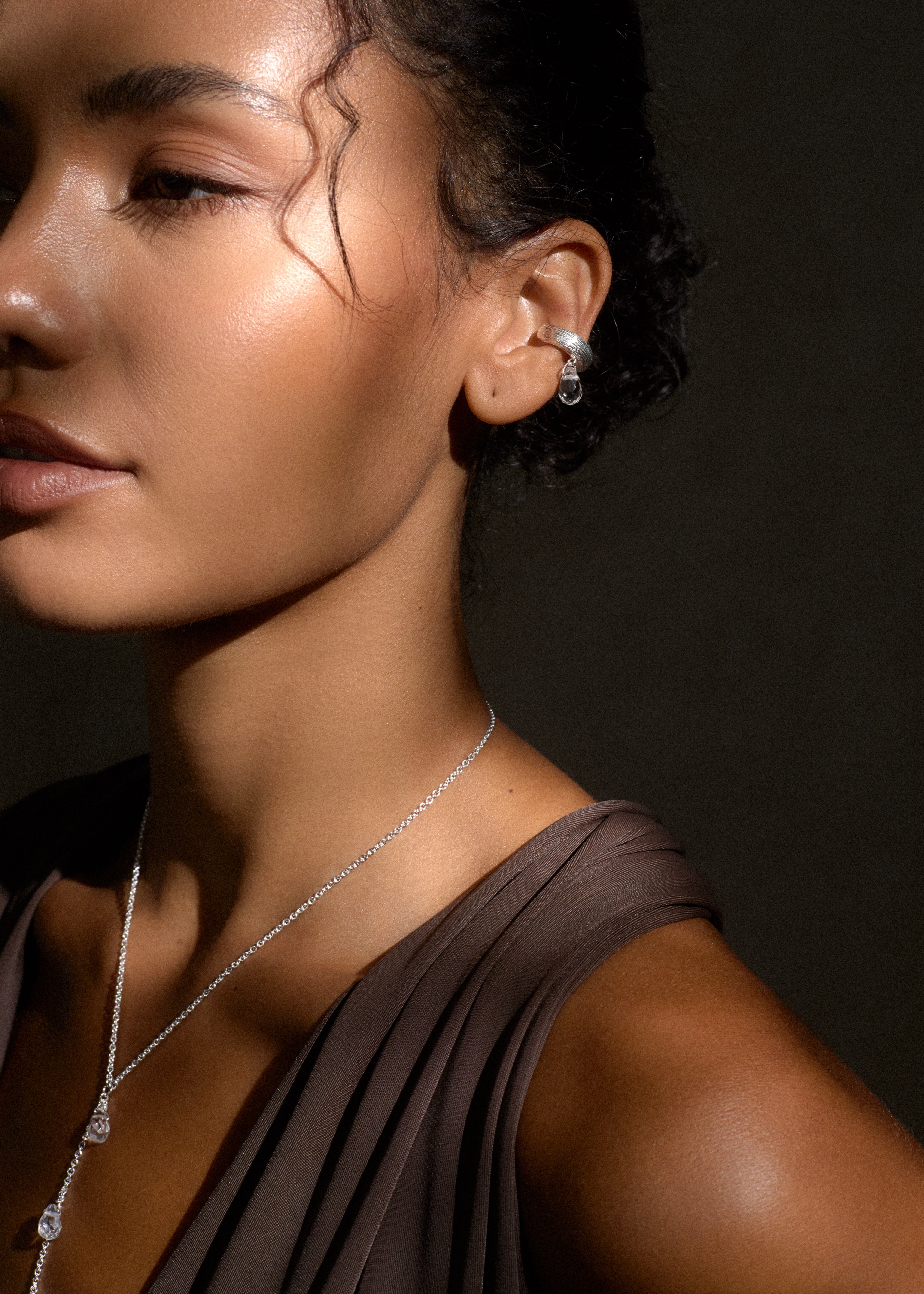 Droplet Ear Cuff / silver