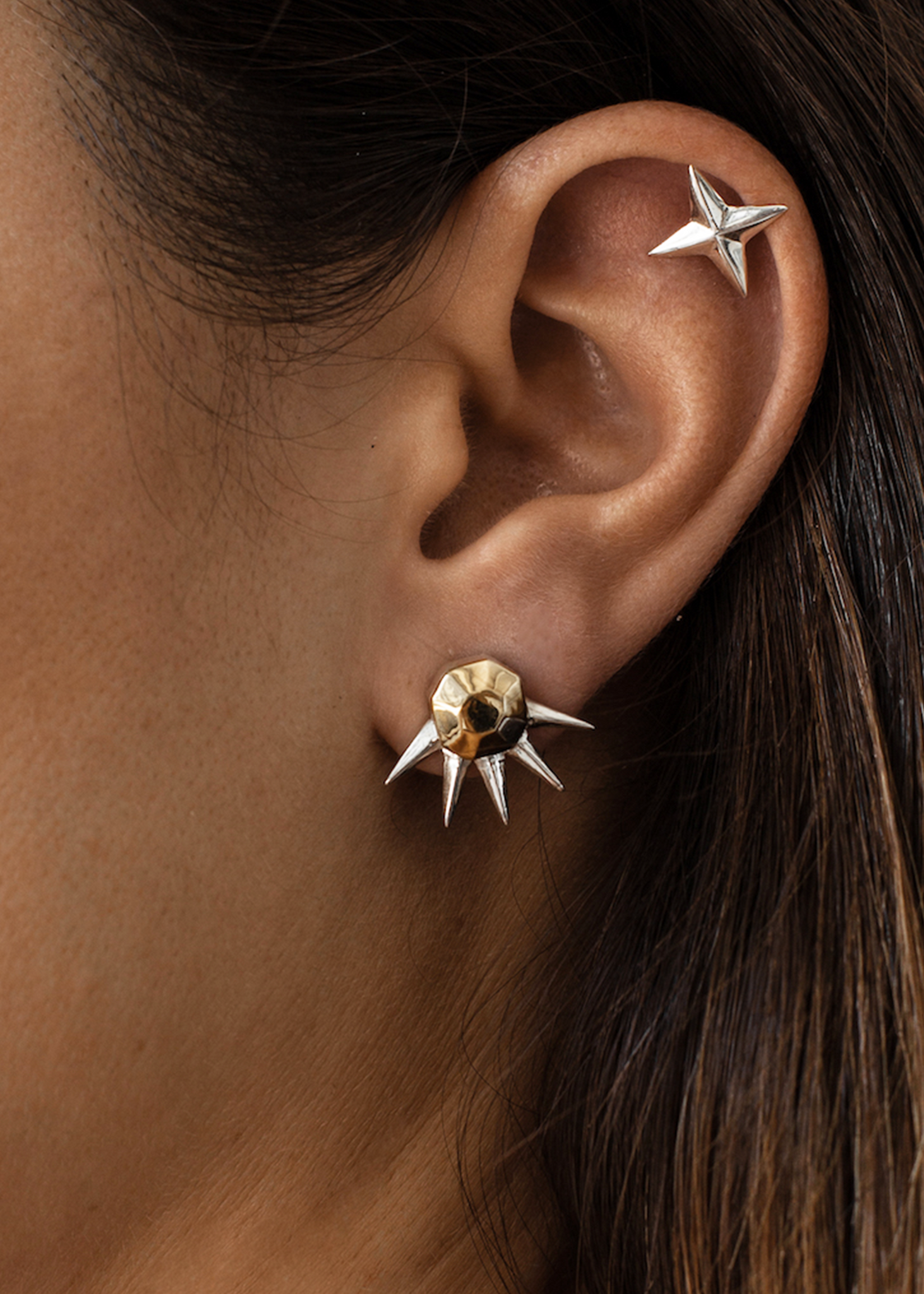 Star Gazer Earrings / silver spikes